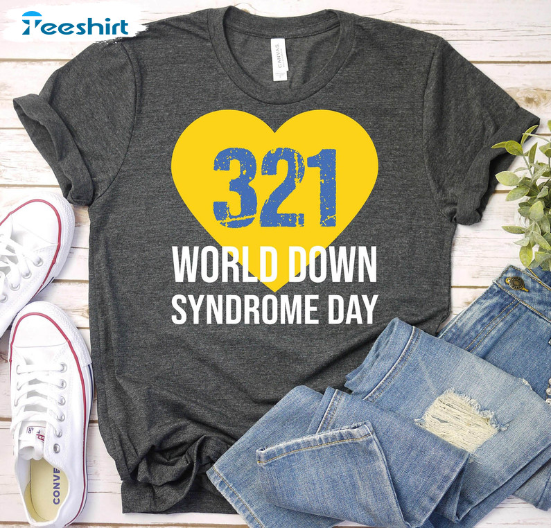 321 World Down Syndrome Shirt, Cute T21 Down Syndrome Tee Tops Short Sleeve