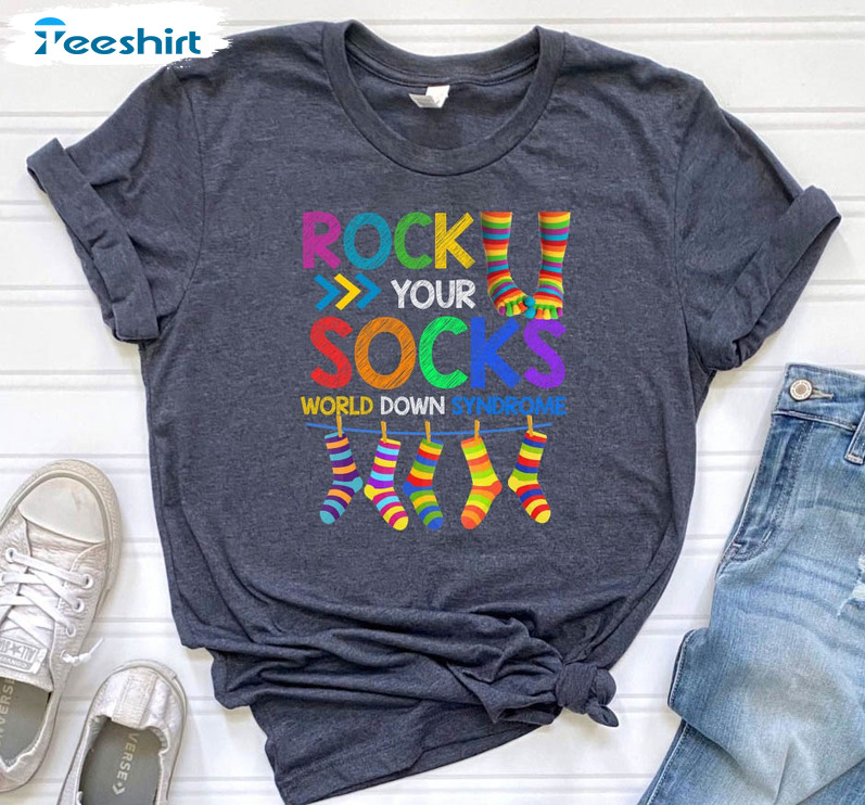 Rock Your Socks Down Syndrome Trendy Shirt, Down Syndrome Awareness Long Sleeve Unisex T-shirt