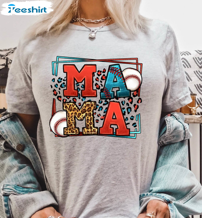 Baseball Mama Trendy Shirt, Trendy Leopard Lightning Unisex T-shirt Long Sleeve