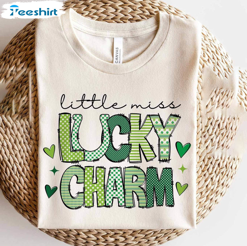 Little Miss Lucky Charm Shirt, Patricks Day Unisex Hoodie Crewneck