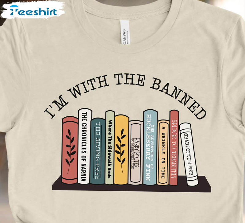 I'm With The Banned Shirt, Trendy Book Nerd Book Lover Long Sleeve Unisex Hoodie