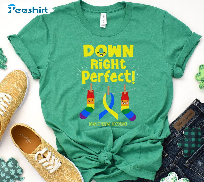 Down Syndrome Acceptance Shirt, March 21 Down Right Perfect Short Sleeve Sweater