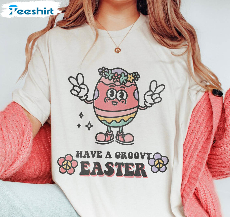 Groovy Easter Vibes Shirt, Family Easter Matching Tee Tops Long Sleeve