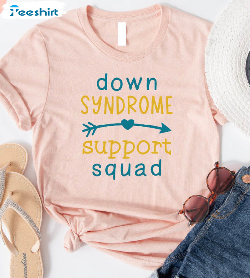 Down Syndrome Support Squad Trendy Shirt, Matching Down Syndrome Tee Tops Short Sleeve