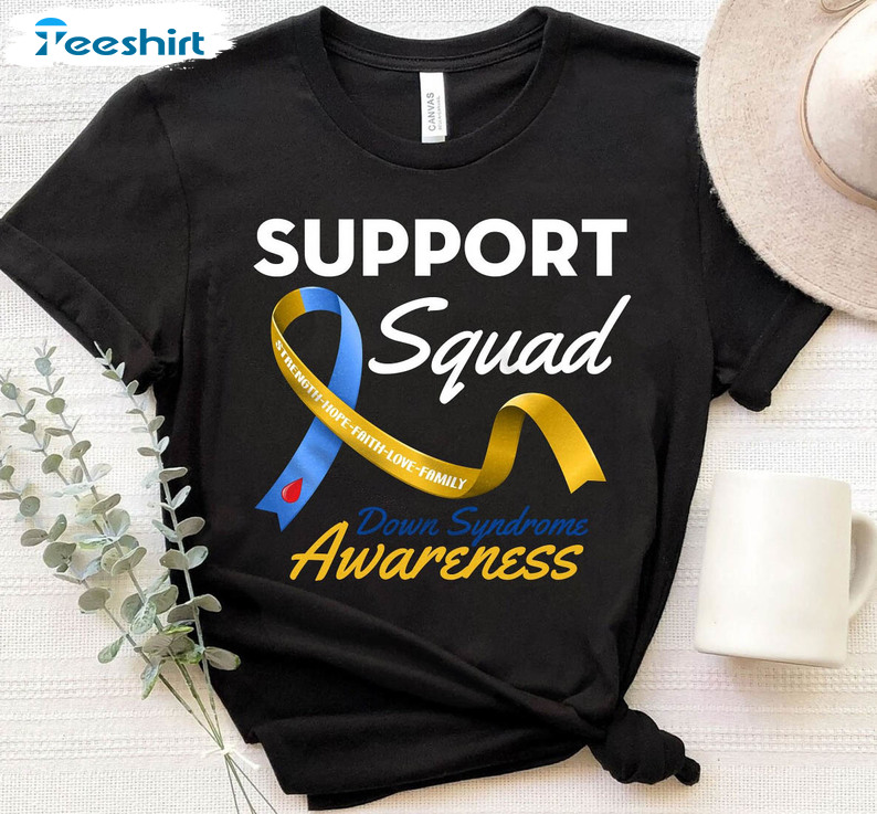 Vintage Down Syndrome Support Squad Shirt, Down Syndrome Warrior Short Sleeve Crewneck