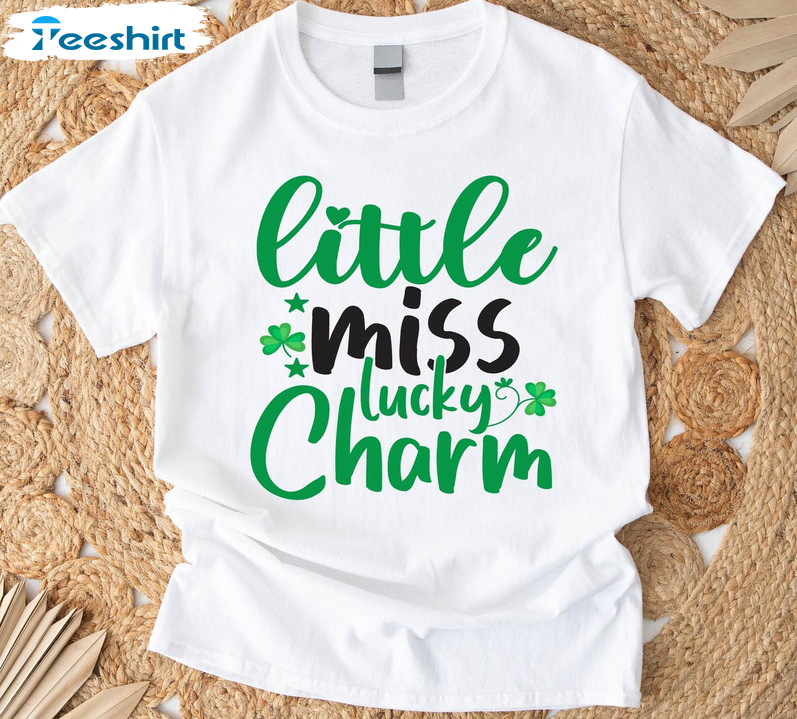 Little Miss Lucky Charm Vinatge Shirt, Little Miss Shamrock Crewneck Unisex Hoodie