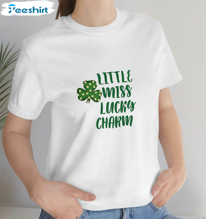 Little Miss Lucky Charm Vintage Shirt, Funny St Patricks Day Unisex T-shirt Short Sleeve