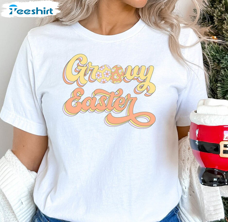 Easter Egg Cute Shirt, Funny Groovy Easter Long Sleeve Unisex T-shirt