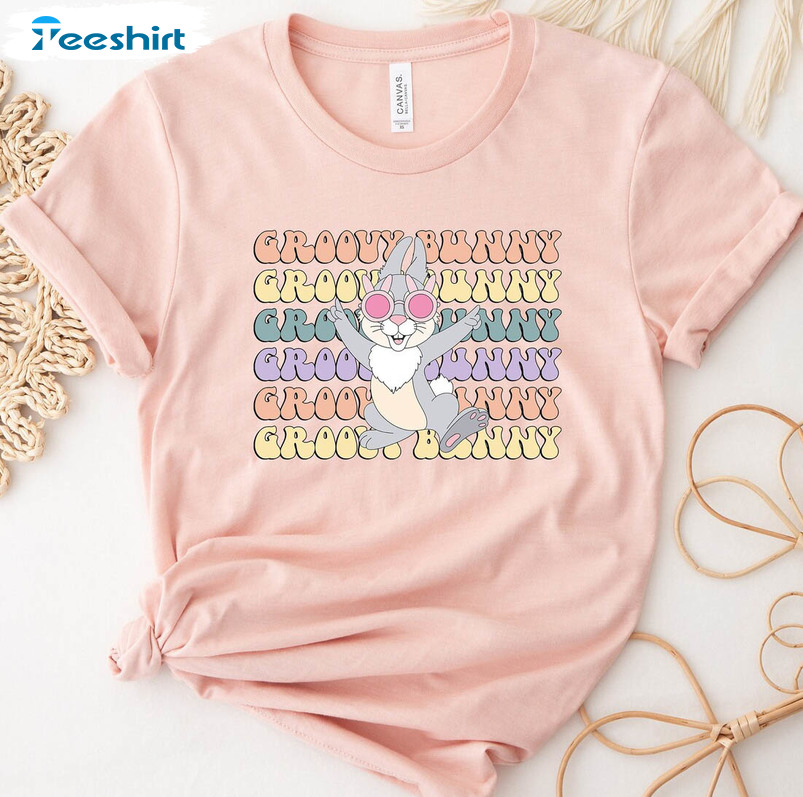 Groovy Bunny Shirt, Bunny Lover Easter Sweatshirt Tee Tops