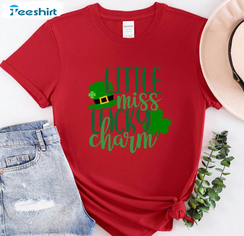 Little Miss Lucky Charm Trendy Shirt, St Patricks Day Crewneck Unisex Hoodie