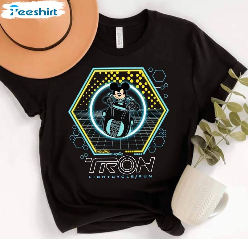 Disney Tron Lightcylce Run Ride Shirt, Mickey Tron Bike Unisex Hoodie Long Sleeve