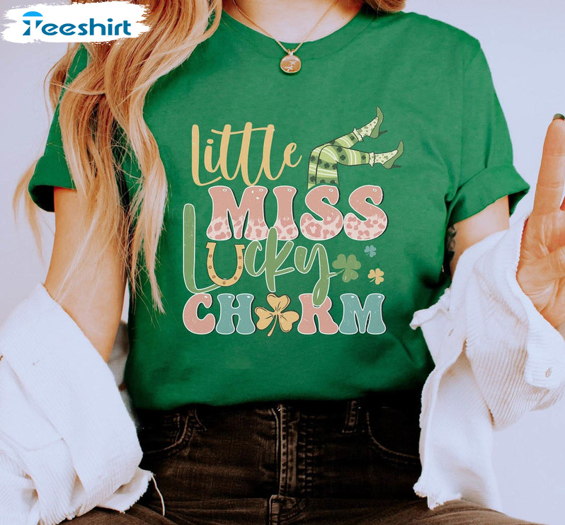 Little Miss Lucky Charm Trendy Shirt, St Patricks Day Unisex Hoodie Crewneck