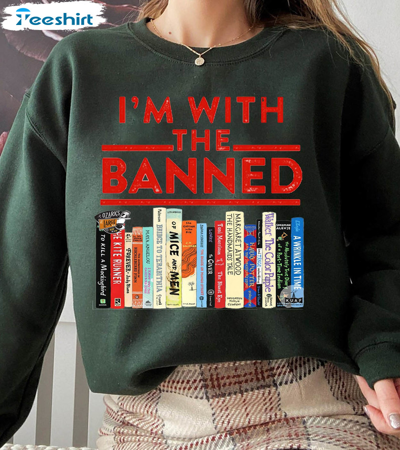 I'm With The Banned Shirt, Book Lovers Unisex T-shirt Short Sleeve