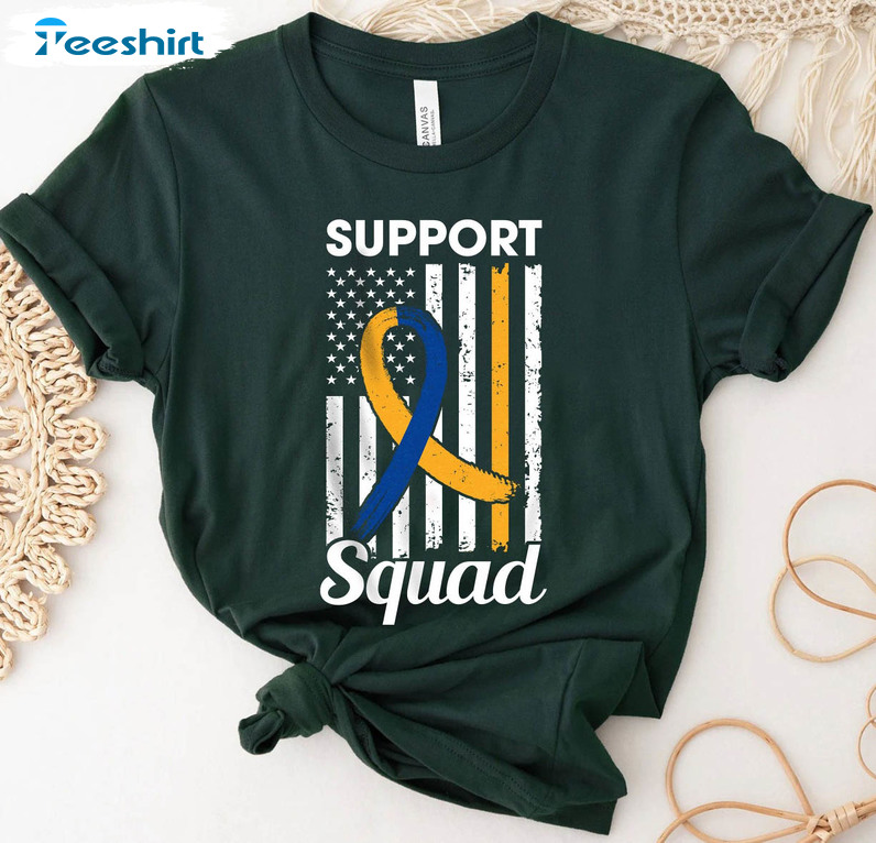 Support Squad Flag Shirt, Down Syndrome Warrior Tee Tops Unisex Hoodie