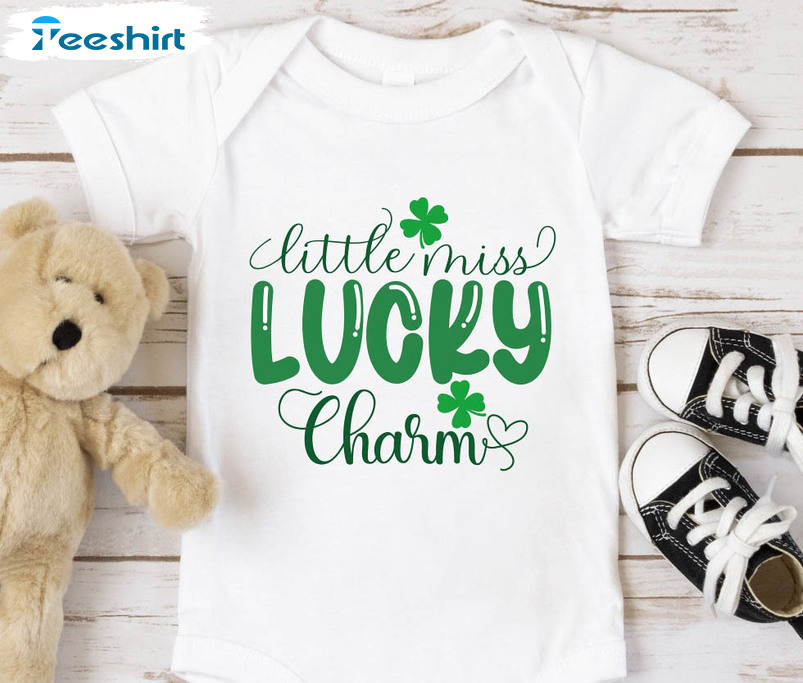 Little Miss Lucky Charm Trendy Shirt, St Patricks Day Shamrock Long Sleeve Unisex Hoodie