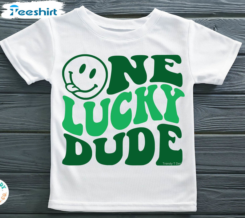 One Lucky Dude Shirt, Cute St Patricks Day Long Sleeve Unisex Hoodie