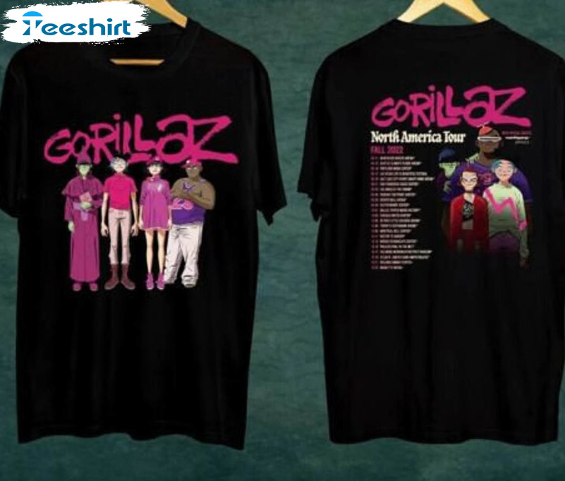 Gorillaz North America Tour Shirt, Trendy Gorillaz Rock Band Long Sleeve Unisex T-shirt