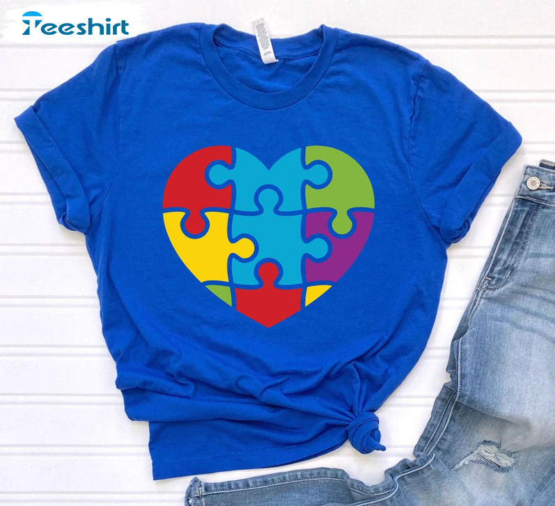 Autism Heart Puzzle Shirt , Autism Puzzle Tee Tops Unisex Hoodie