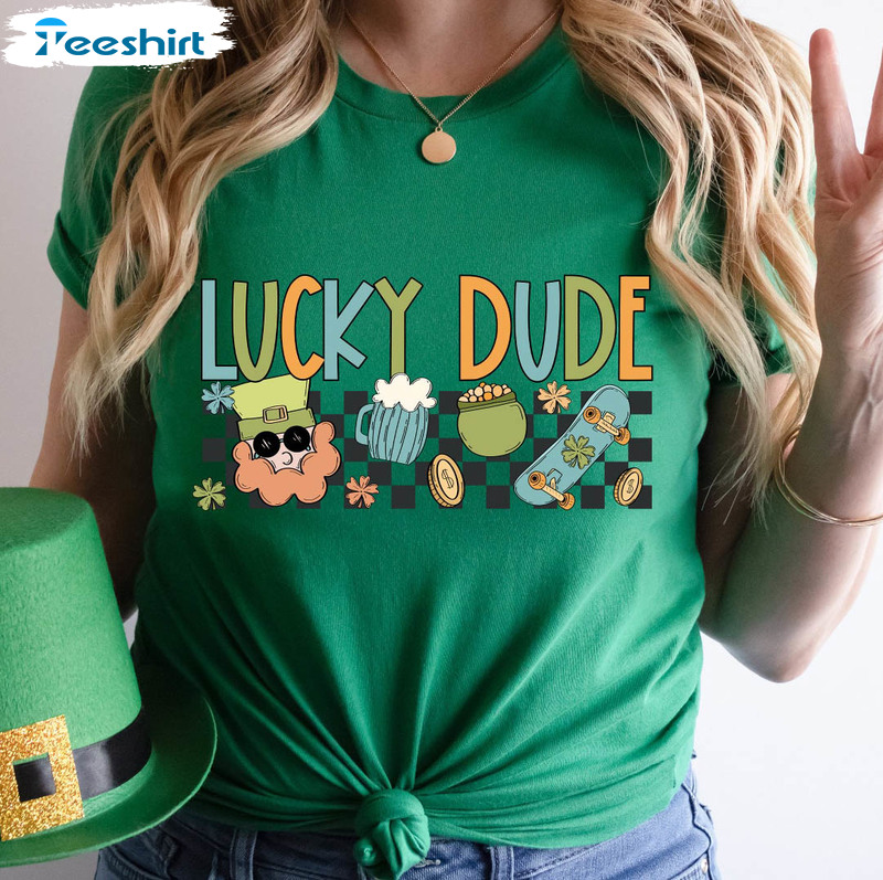 Lucky Dude Shirt, St Patricks Day Funny Long Sleeve Unisex Hoodie