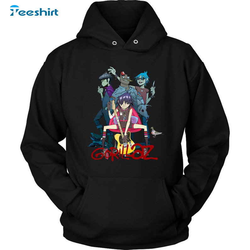 Gorillaz Rock Band Shirt, Trendy Unisex T-shirt Long Sleeve