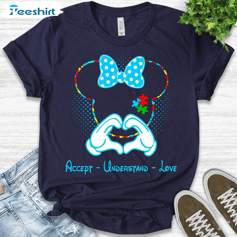 Accept Understand Love Autism Minnie Mouse Shirt , Disney Autism Mom Sweatshirt Unisex T-shirt