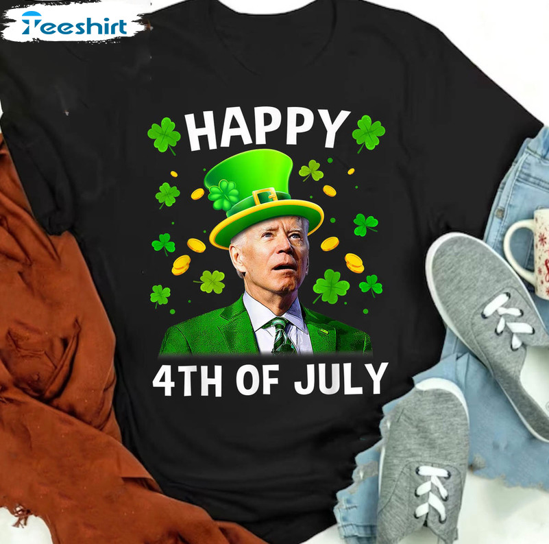 Happy 4th Of July Confused Funny Shirt, Joe Biden Patricks Day Long Sleeve Unisex Hoodie