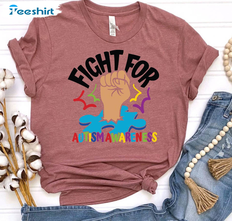 Fight For Autism Awareness Trendy Shirt, Autism Puzzle Short Sleeve Unisex T-shirt