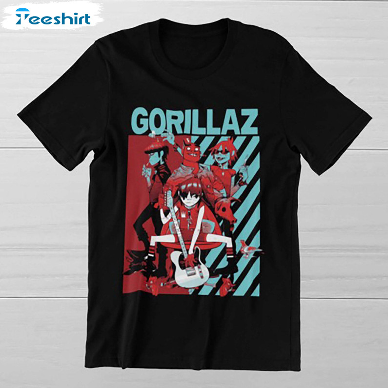 Hip Hop Rock Band Shirt, Trendy Gorillaz Rock Band Crewneck Unisex Hoodie