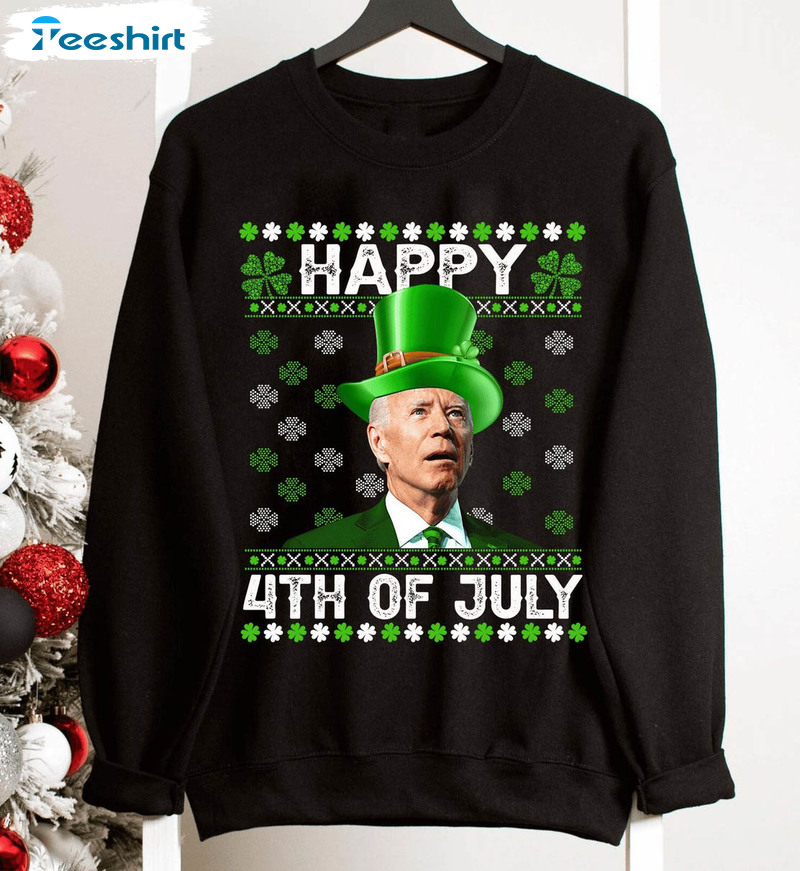 Leprechaun Biden Happy 4th Of July Shirt, Trendy Biden St Patricks Day Unisex T-shirt Short Sleeve