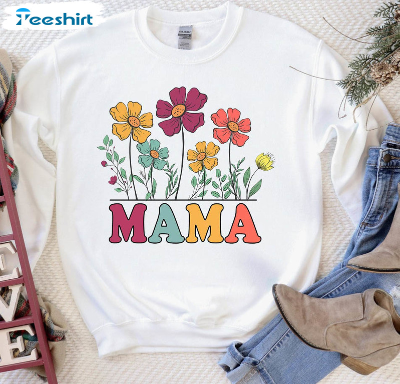 Raising Wildflowers Floral Mama Shirt, Trendy Mothers Day Unisex Hoodie Long Sleeve