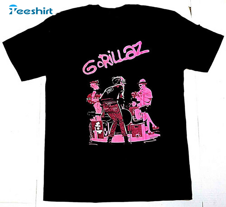 Gorillaz Virtual Band Shirt, Trrendy Rock Hip Hop Short Sleeve Crewneck