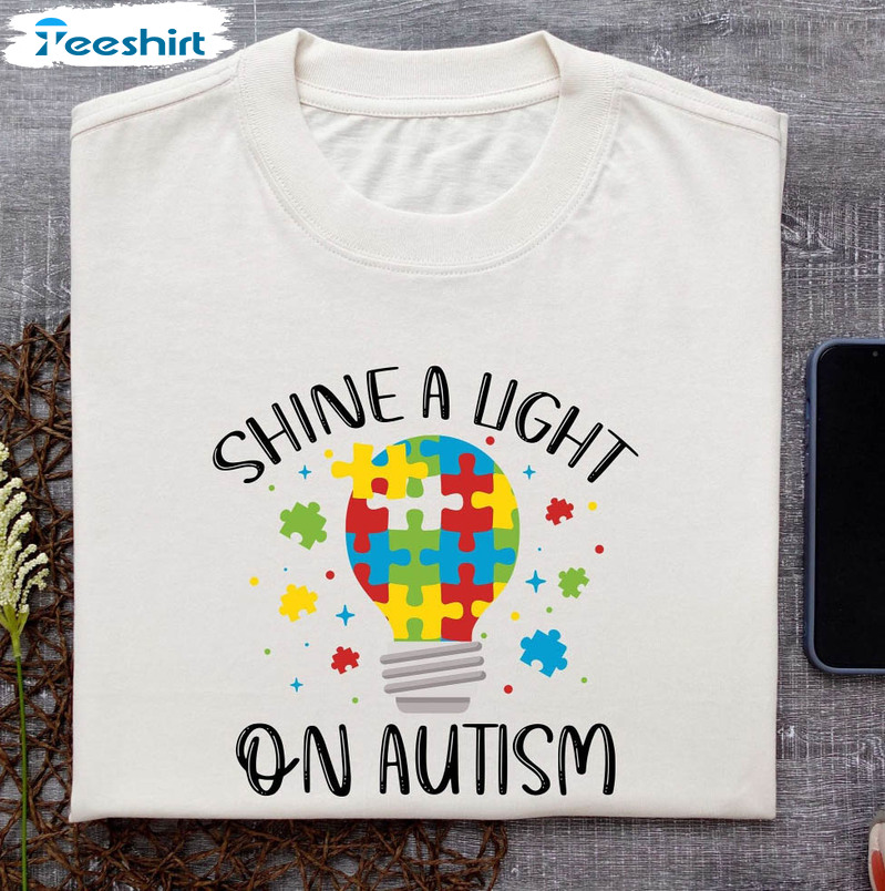 Shine A Light On Autism Cute Shirt, Autism Support Long Sleeve Tee Tops