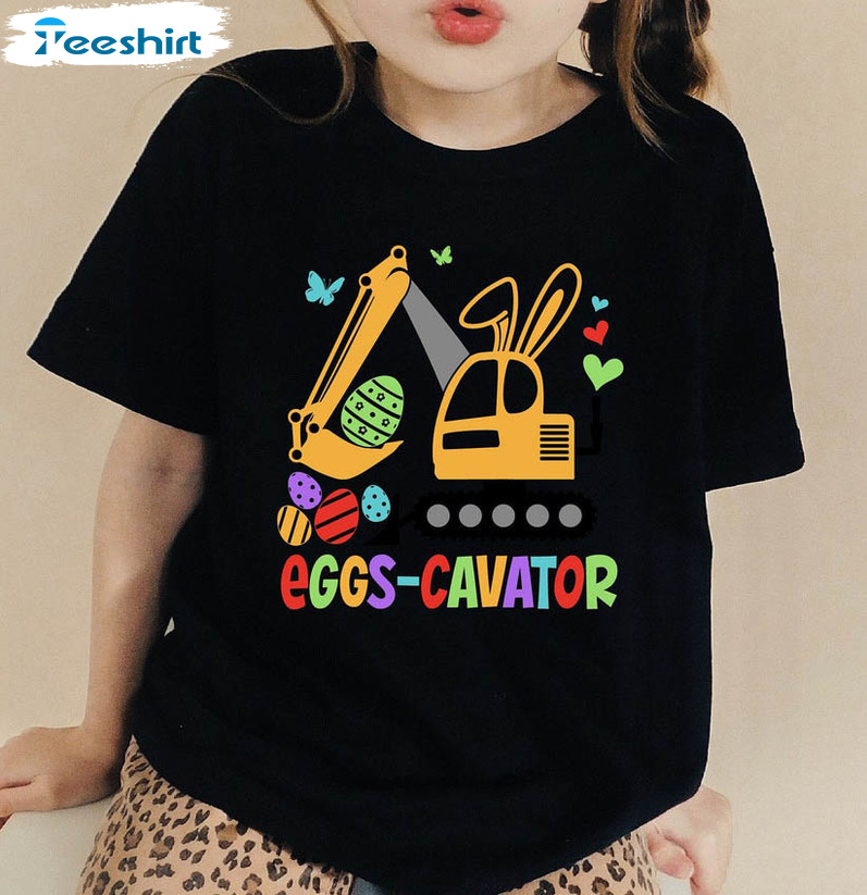 Easter Boys Shirt, Eggs Cavator Tractor Unisex Hoodie Crewneck