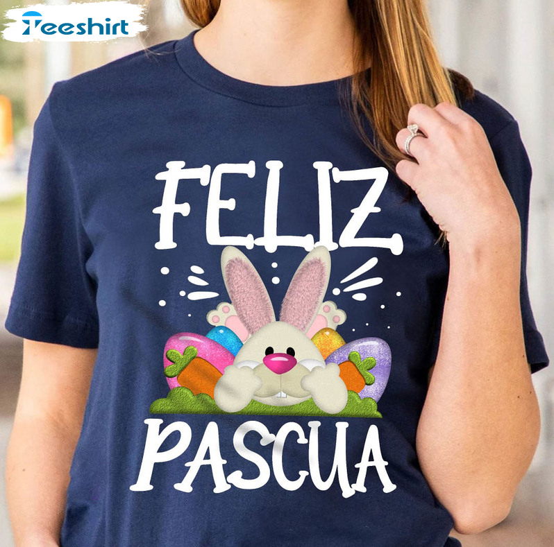 Spanish Easter Shirt, Feliz Pascua Easter Cute Short Sleeve Tee Tops