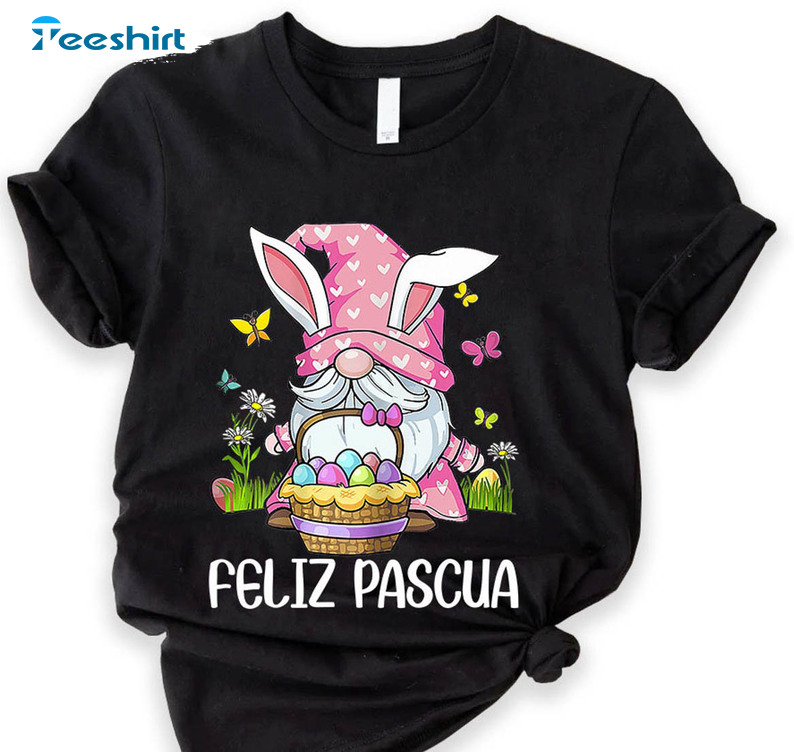 Feliz Pascoa Shirt, Spanish Easter Bunny Ears Unisex T-shirt Long Sleeve