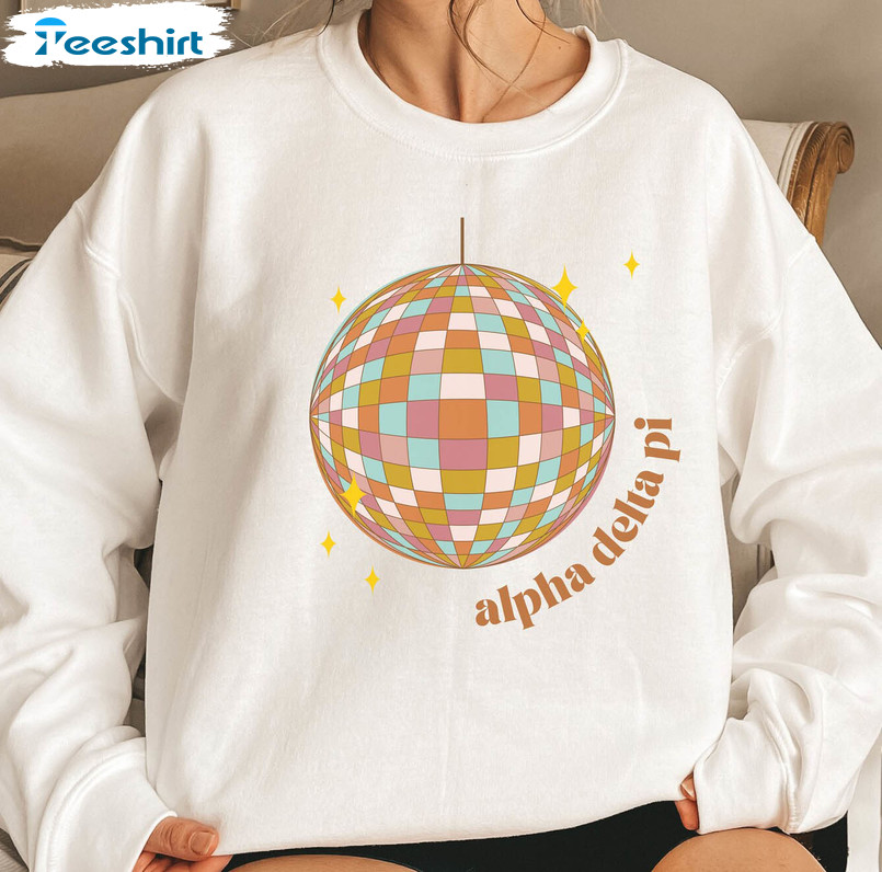 Alpha Delta Pi Trendy Shirt, Disco Ball Long Sleeve Sweatshirt