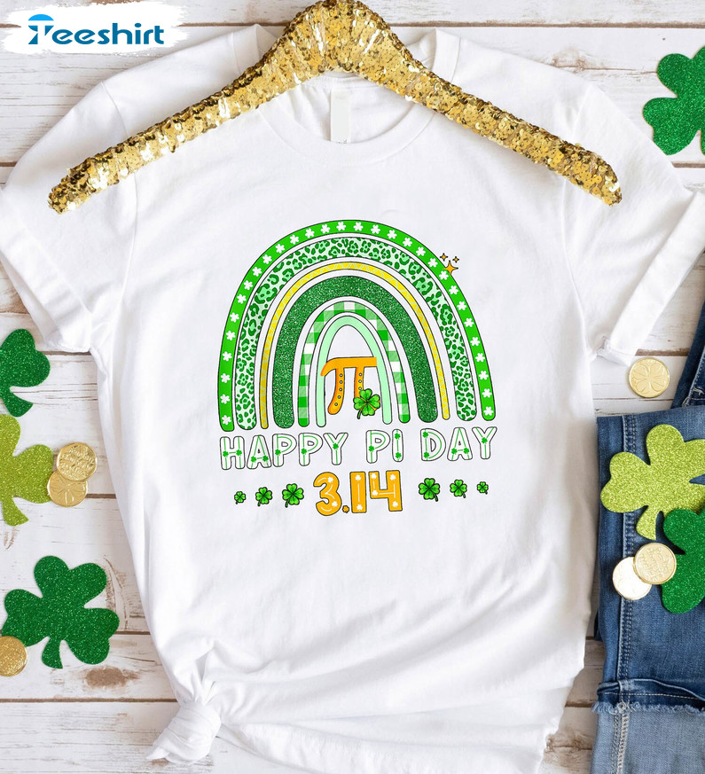 Happy Pi Day Patricks Shirt, Rainbow Patricks Day Short Sleeve Crewneck