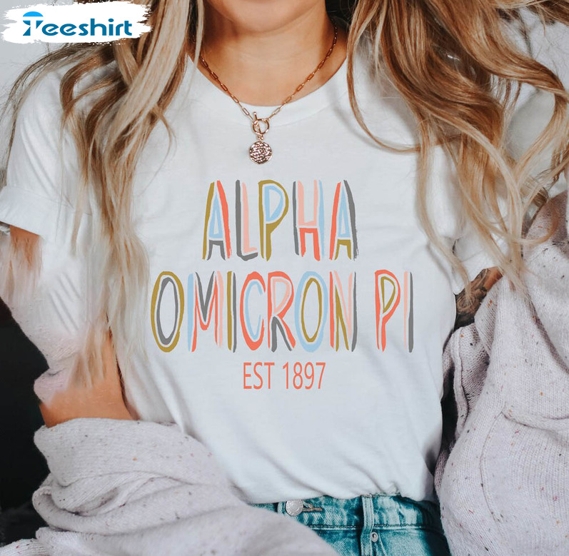 Alpha Omicron Pi EST 1897 Shirt, Trendy Cute Sorority Unisex Hoodie Tee Tops