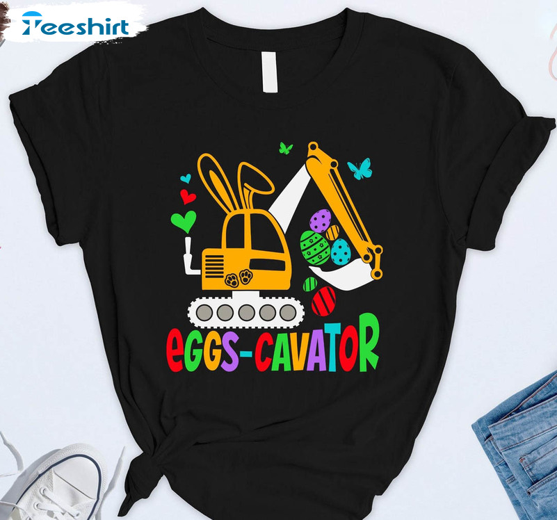 Eggs Cavator Shirt, Easter Tractor Easter Egg Unisex T-shirt Long Sleeve