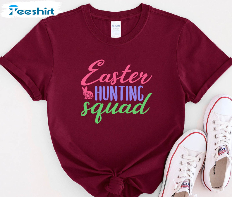 Easter Hunting Squad Funny Shirt, Egg Hunting Short Sleeve Crewneck