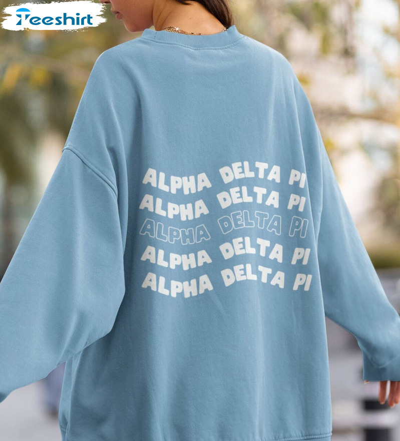 Alpha Delta Pi Sweatshirt , Trendy Sorority Sister Bid Day Long Sleeve Crewneck