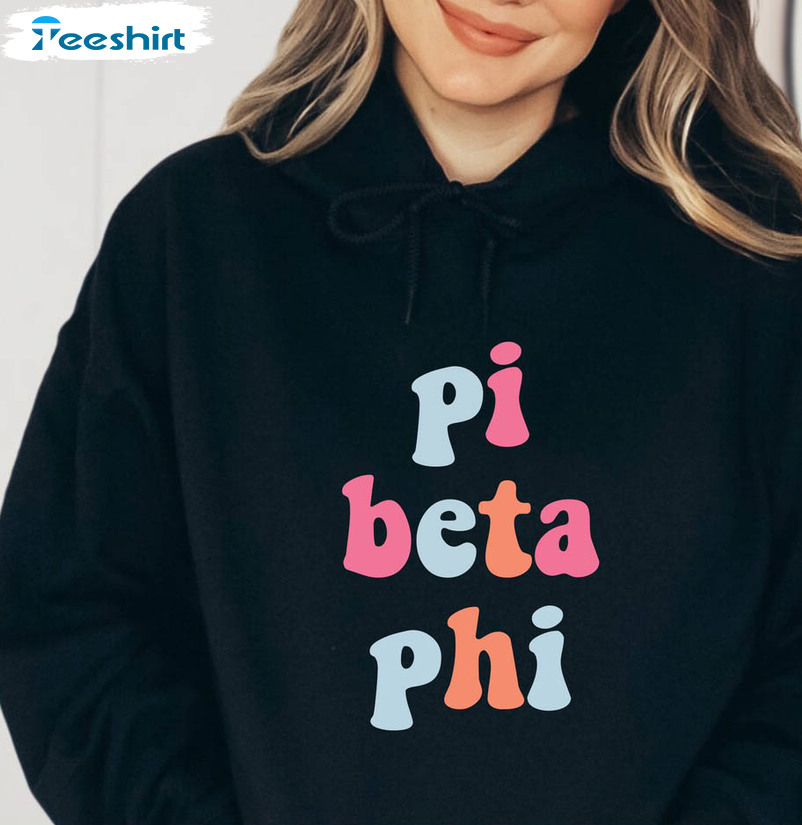 Pi Beta Phi Vividly Vibrant Sorority Shirt, Trendy Sorority Letters Unisex T-shirt Crewneck