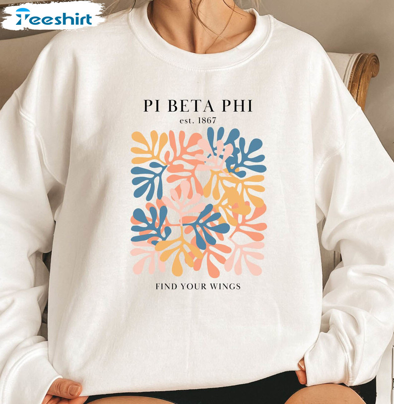 Pi Beta Phi Matisse Flowers Sweatshirt, Big Little Long Sleeve Unisex Hoodie