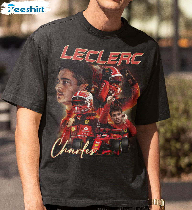 Vintage Charles Leclerc Scuderia Ferrari Shirt, Formula One Short Sleeve Tee Tops