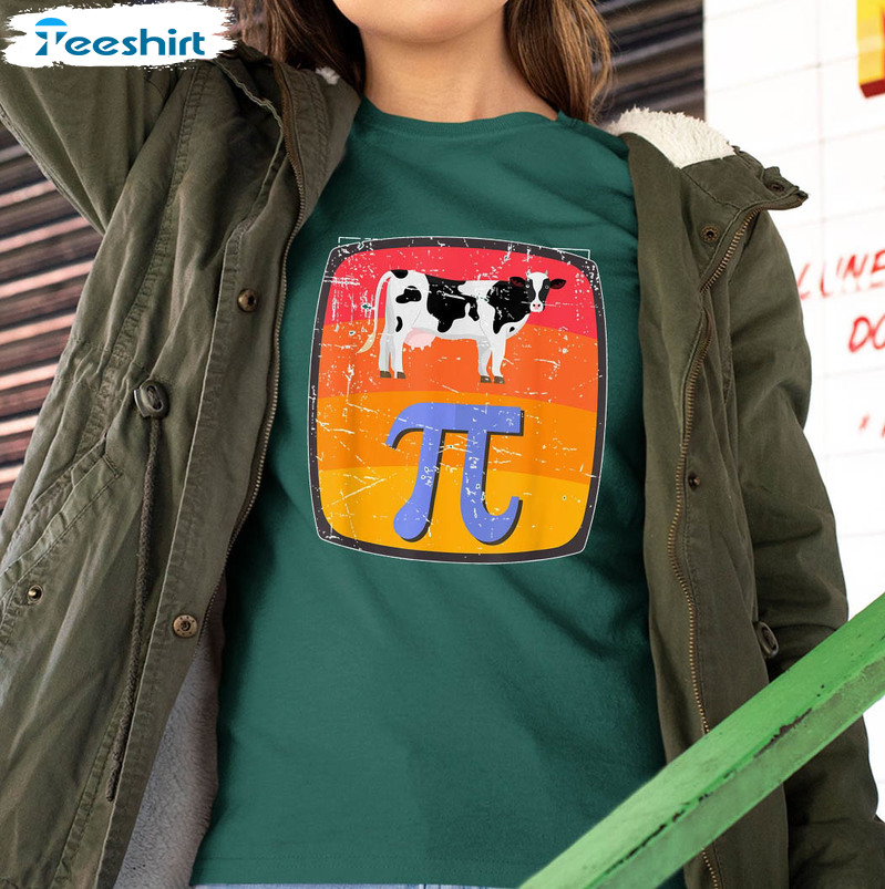 Cow And Pi Day Symbol Math Lover Shirt, Trendy Love Cow Math Unisex T-shirt Long Sleeve