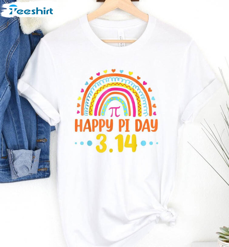 Happy Pi Day Shirt, Rainbow Math Teacher Unisex Hoodie Crewneck