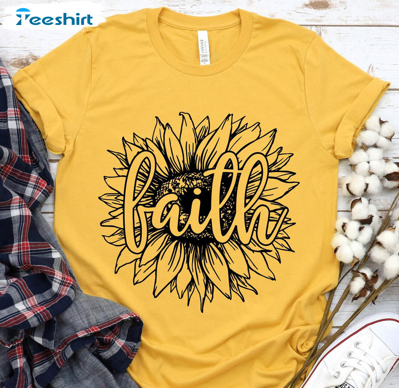 Faith Sunflower Vintage Shirt, Trendy Unisex T-shirt Short Sleeve