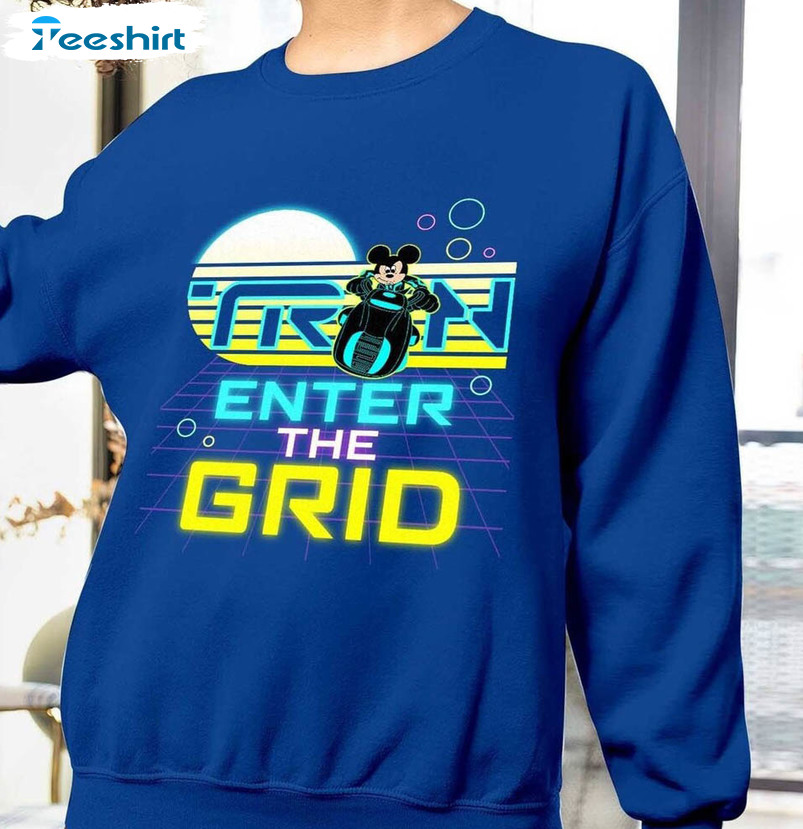 Enter The Grid Tron Lightcylce Run Shirt, Disney Tron Lightcylce Run Ride Short Sleeve Crewneck