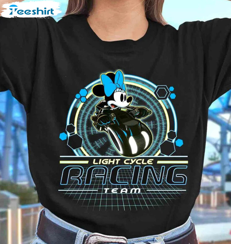 Disney Tron Lightcylce Run Ride Trendy Shirt, Mickey And Friends Short Sleeve Crewneck