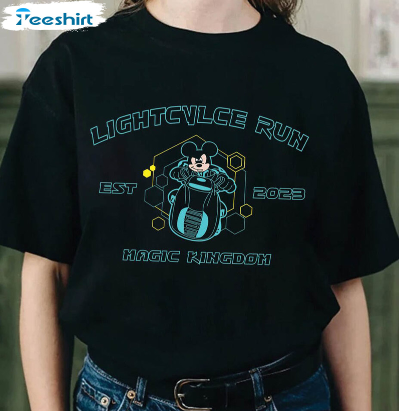 1 Disney Mickey Friends Tron Lightcylce Run Ride Shirt, Mickey Pluto Goofy Tron Bike Unisex T-shirt Short Sleeve